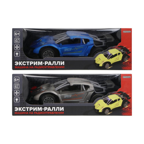 ИГРОЛЕНД Машина радиоуправляемая "Экстрим-ралли", 4-кан., свет, 5АА, РР, 27,5х15х9,5 см, 2 дизайна