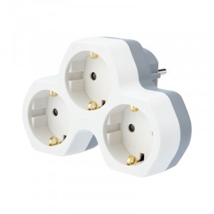 REXANT разветвитель (тройник) 3роз. 16А, земля, шторки, белый  11-1088