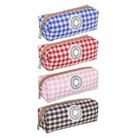 Пенал треугольный 21х5х5см, брезент с цветным паттерном "клетка", 4 цвета