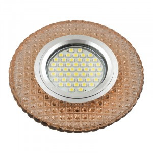 Fametto DLS-L135 GU5.3 св-к встр. Luciole стекло 95х20(10) светло-коричневый/зерк., подсветка LED3W