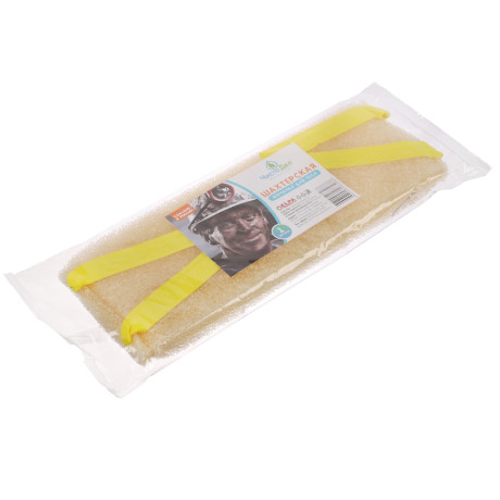 Мочалка Шахтерская, с прошитыми ручками 37x12x3см, поролон крупнопористый (массажный), цвет бежевый