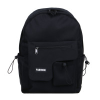 Рюкзак подростковый 42x30x13см, 1 отд., 6 карм., клапан на липучке, нашивка, ПЭ, черный