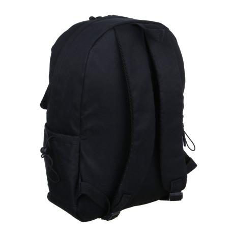 Рюкзак подростковый 42x30x13см, 1 отд., 6 карм., клапан на липучке, нашивка, ПЭ, черный