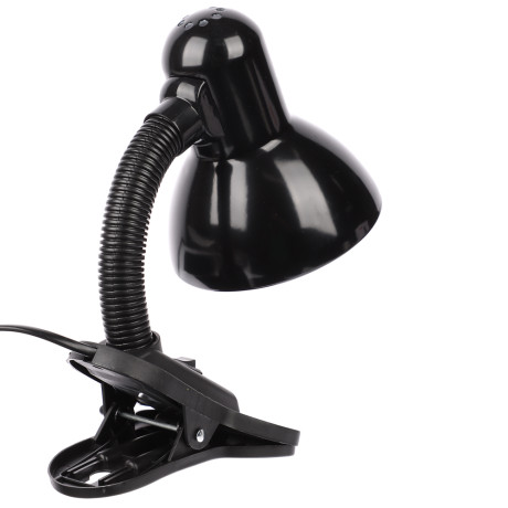 BY Светильник на прищепке, E27, 40 Вт, 230 В, гнущаяся ножка 10 см, шнур 75 см, черный