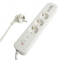 STEKKER Сетевой фильтр (удл.) ПВС 3х1 3роз.(земля)белый 5м 16А 2USB-A+2 Type-C HM21-31-02 Nova 50101