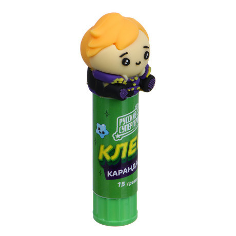 BY Русские Супергерои Клей - карандаш с фигур.колпачком, 15 грамм, PVP, "Мальчики", 2 дизайна