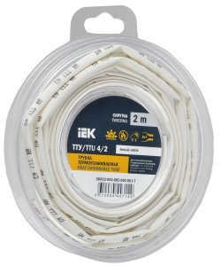 IEK термоусадка трубка ТТУ нг-LS 4/2 белая (2м/упак, цена за уп) ТУТ UDR12-004-002-002-K01-T