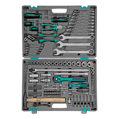 Набор инструментов, 1/4", 1/2", Cr-V, S2, усиленный кейс, 119 предметов Stels