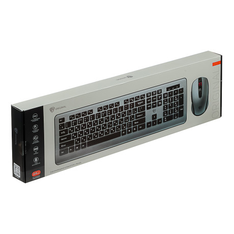 BY Набор беспроводной клавиатура и мышь, 104 кл.,6D бесш. клик,"copy-paste",1200DPI,ААА, серебристый