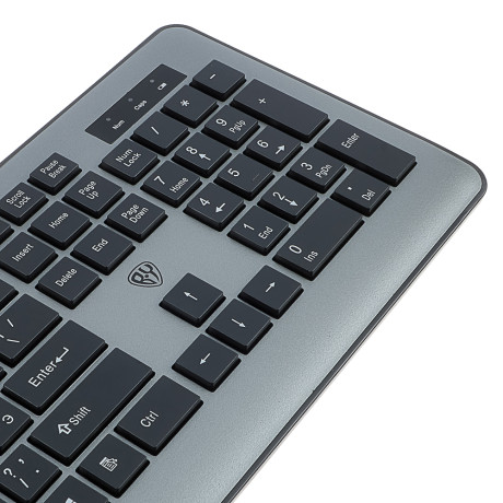 BY Набор беспроводной клавиатура и мышь, 104 кл.,6D бесш. клик,"copy-paste",1200DPI,ААА, серебристый