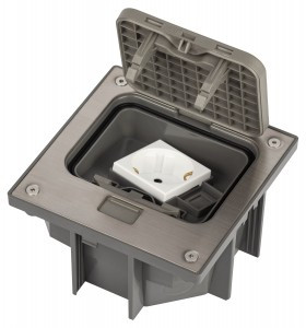 ЭРА Люки IP66 в бетон с розеткой, защёлка, серый ОФИС (лючек, розетка в пол)18-6001-03 63266