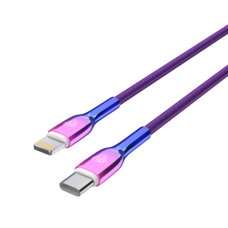 BY Кабель для зарядки Jam Type-C-iP, 1м, Быстрая зарядка 2.4А, PD 22W, тканевый, фиолетовый