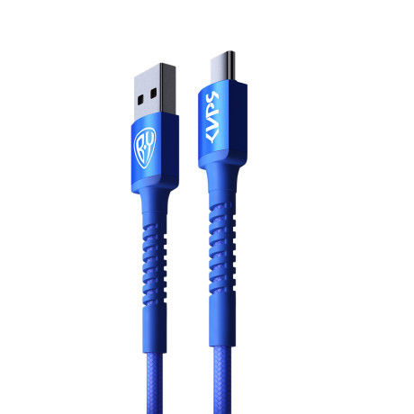 BY Киря Кабель для зарядки XXL Type-C, 2м, Быстрая зарядка 3А, QC, PD 36W, тканевый, синий