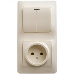 Systeme Electric GLOSSA блок (роз.+2 кл. выкл.) СУ беж. (инд., пл.осн.) GSL000273 (9!)