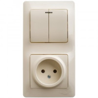 Systeme Electric GLOSSA блок (роз.+2 кл. выкл.) СУ беж. (инд., пл.осн.) GSL000273 (9!)