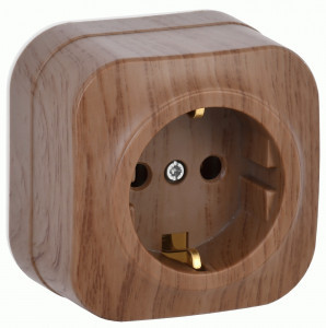 IEK GLORY роз. ОУ 1 мест. 16А (земля) РС20-3-ХД дуб ERH11-K24-16