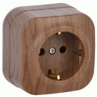 IEK GLORY роз. ОУ 1 мест. 16А (земля) РС20-3-ХД дуб ERH11-K24-16