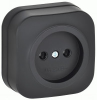 IEK GLORY роз. ОУ 1 мест. 10А РС20-2-ХЧм черный мат. ERH10-K02M-10