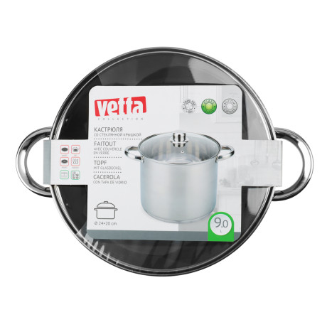 VETTA Орландо Кастрюля 24х20см, 9,0л, со стекл. крышкой, индукция
