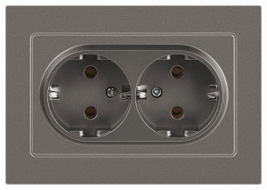 ЭРА Intro Accent мех. роз. СУ 2 мест. (земля), 16А 250В, титан 6-205-09