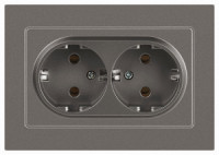 ЭРА Intro Accent мех. роз. СУ 2 мест. (земля), 16А 250В, титан 6-205-09