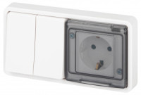 ЭРА Эксперт блок СУ (роз. 1 мест. 16А + 2 кл. выкл. 10А) белый (земля) IP55 11-7522-01 63274