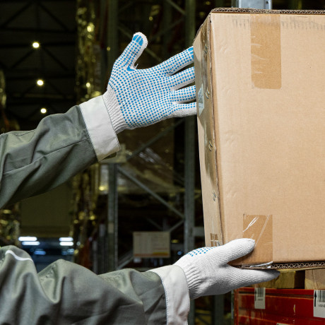 Перчатки х/б, ПВХ покрытие, "Точка", 10 класс, стикер