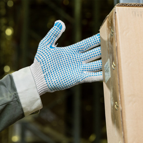 Перчатки х/б, ПВХ покрытие, "Точка", 10 класс, стикер