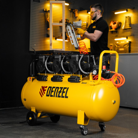 Компрессор безмасл. малошумн. DLP-4500/150, 4,5 кВт, 3х1,5 кВт,150 л, 2850 об/мин,750 л/мин Denzel