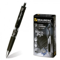 Ручка гел. автомат. BRAUBERG "Black Jack", трехгранная, узел 0,7мм, линия 0,5мм, черная, 141552