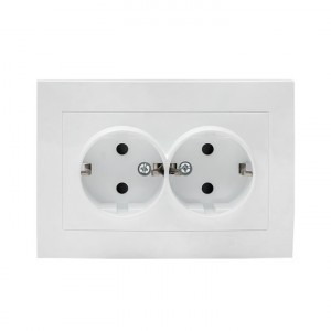 EKF Валенсия роз. СУ 2 мест. 16А белая, земля, шторки Al/Cu (корпус PC) EWR16-128-10