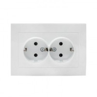 EKF Валенсия роз. СУ 2 мест. 16А белая, земля, шторки Al/Cu (корпус PC) EWR16-128-10