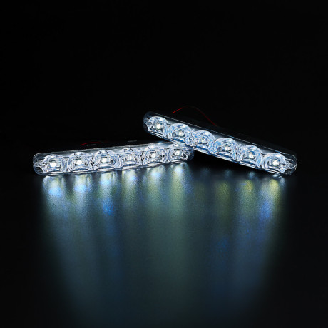 ЕРМАК Дневные ходовые огни, LED 6шт., пласт. корп., 155мм, 12V, белый, 2шт.