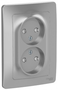 Systeme Electric BLANCA роз. СУ 2 мест. 16А алюм. (пл.осн., штор.) BLNRS000123 (6!)