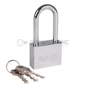 Замок навесной серия «Сталь» 50 мм длинная дужка ЧЕТЫРЕ СЕЗОНА, 79-0045