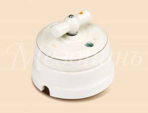 МЕЗОНИНЪ выкл. фарфор повор. на 4 полож. с рамкой, 10А, 250В, платина на белом "ПЕТЕРГОФ" GE70401-49