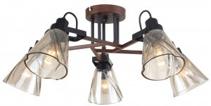 Rivoli люстра 5098-305 Clarissa 5хЕ14 40W 610х610х250 черный/ темное дерево, прозрачный 55506