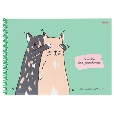 Альбом для рисования A4 40л., офсет 100г/м2, обл.картон, спираль, микс