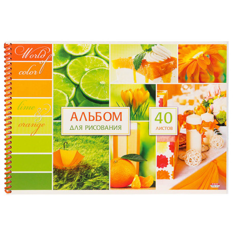 Альбом для рисования A4 40л., офсет 100г/м2, обл.картон, спираль, микс
