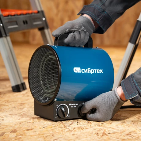 Тепловая пушка ТВ-3М (тепловентилятор), 230 В, 3 режима: вентилятор/1500 Вт /3000 Вт Сибртех