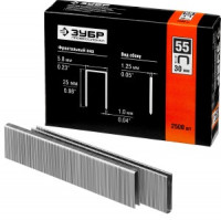 Скобы тип 55, 30 мм, особотвердые, ЗУБР "ПРОФЕССИОНАЛ" 31855-30, 2500 шт