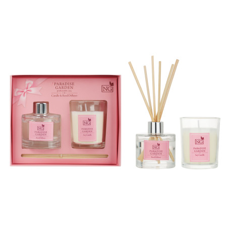 NEW GALAXY Набор ароматизатор-диффузор и свеча, ваниль,райский сад,лаванда, свежесть 40 мл., 50 гр