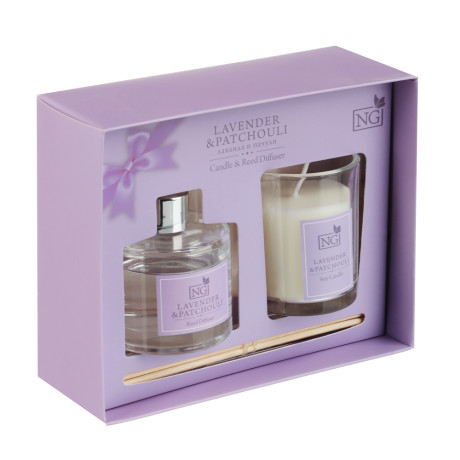 NEW GALAXY Набор ароматизатор-диффузор и свеча, ваниль,райский сад,лаванда, свежесть 40 мл., 50 гр