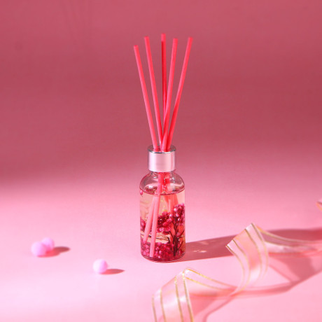 LADECOR Аромадиффузор 30мл с декором и с палочками, 4 вида лаванда,лемонграсс,роз.геоцинт,океан