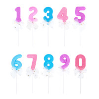 FNtastic Декор для торта в виде цифры 0-9 с бантом, 21см, пластик, бумага, 10 дизайнов, 3 цвета