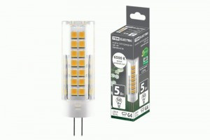 TDM G4 220V 5W(475lm) 6500К 6K, 16x55мм пластик SQ0340-0218