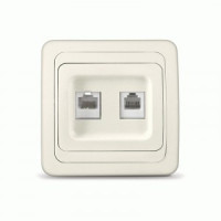 UNIVersal Валери роз. телеф./компьют. СУ 2 мест. сл. кость (керам. осн., RJ11+RJ45) Б-В0135