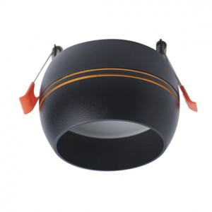 Ecola GX53SP 5375 св-к встр. СПОТ Сфера углублен. Черный матов. с золот.полос.90x52 SR536BECB (10!)