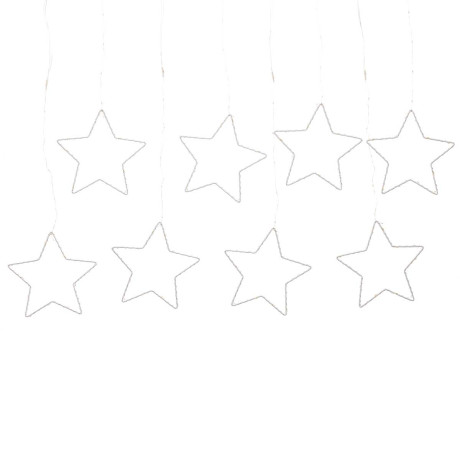 Гирлянда дождь LLN-37-1 8насадок металлических длина 3м СВЕТ ТЕПЛЫЙ БЕЛЫЙ, 8насадок Звезды-15см, Длина вниз-60-80см.(60)