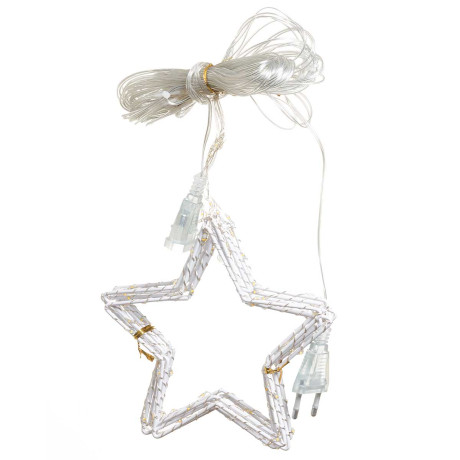 Гирлянда дождь LLN-37-1 8насадок металлических длина 3м СВЕТ ТЕПЛЫЙ БЕЛЫЙ, 8насадок Звезды-15см, Длина вниз-60-80см.(60)